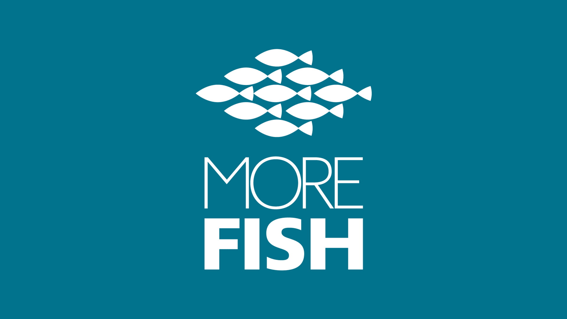 MORE FISH symbol and logotype — fish shoal with wordmark