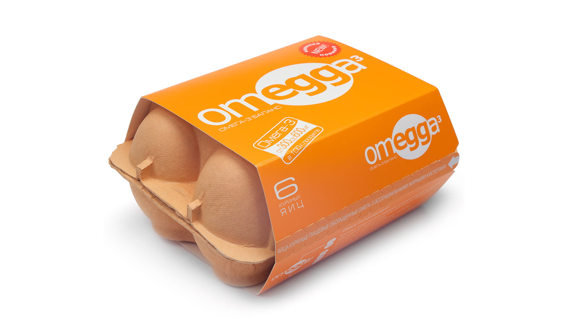 Коробка яиц OMEGGA — дизайн упаковки и визуальная айдентика