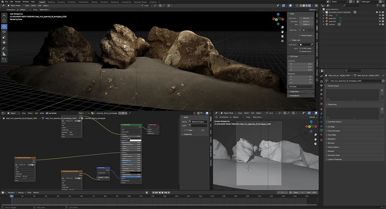 3D visualization of rocky landscape for advertising poster