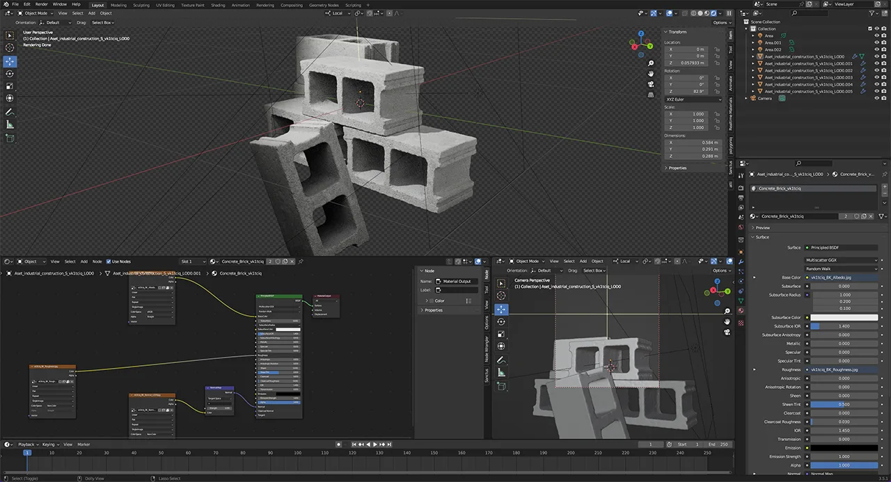 3D visualization of concrete blocks for advertising poster