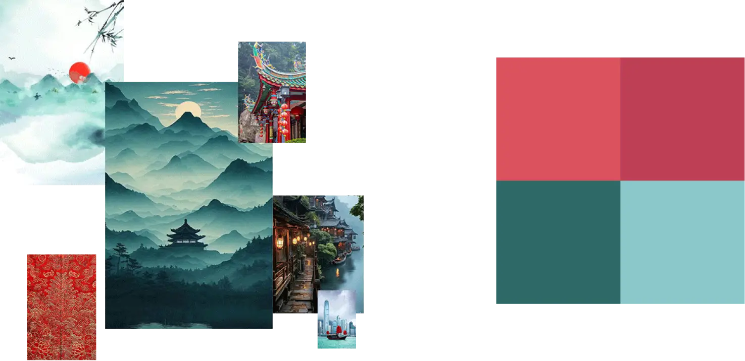 цветовая палитра сцены восток для анимационной новогодней открытки coswick