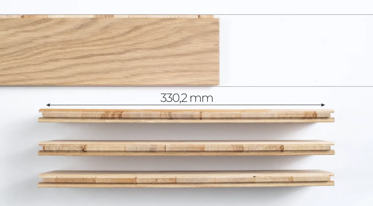 Final frame from the video — parquet plank size animation in stop-motion with 3D environment