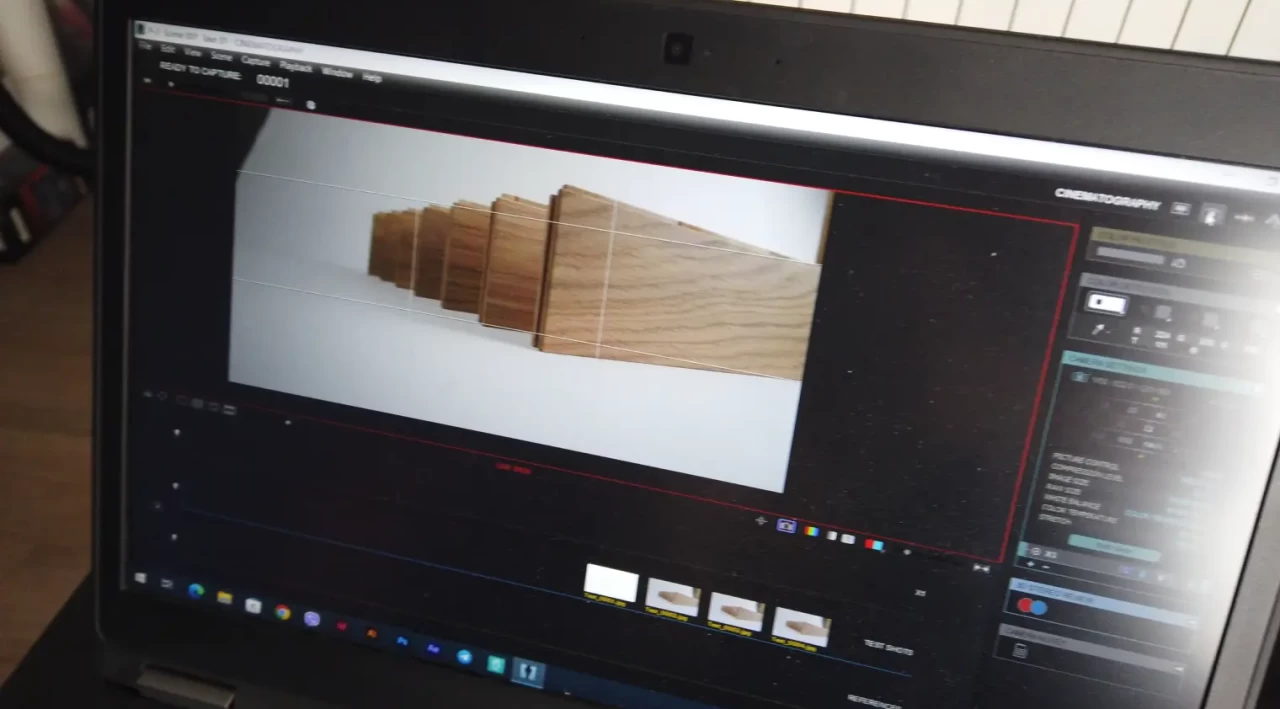 Stop-motion shooting process of COSWICK parquet — plank setup