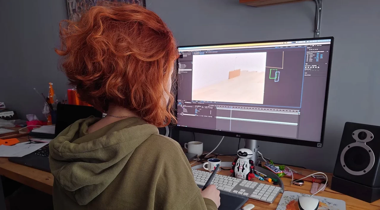 Compositing process: integrating 3D environment with stop-motion animation in the studio