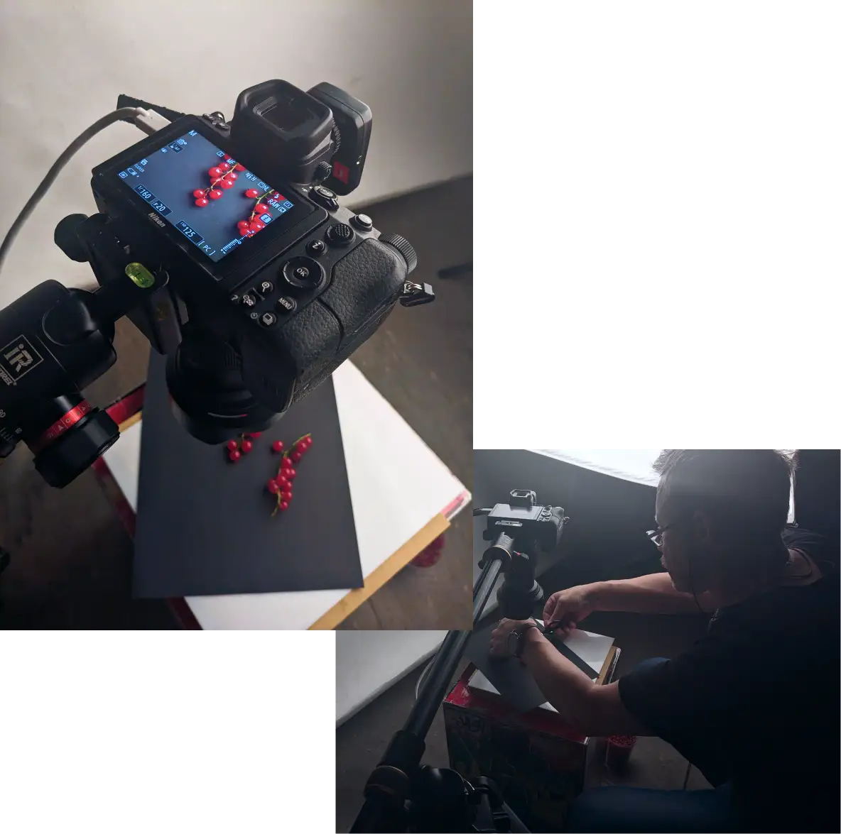 Berry product photography for Ya-godny Mors juice label styling — natural brand visuals